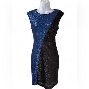 Calvin Klein Blue and Black Sequin Mini Dress